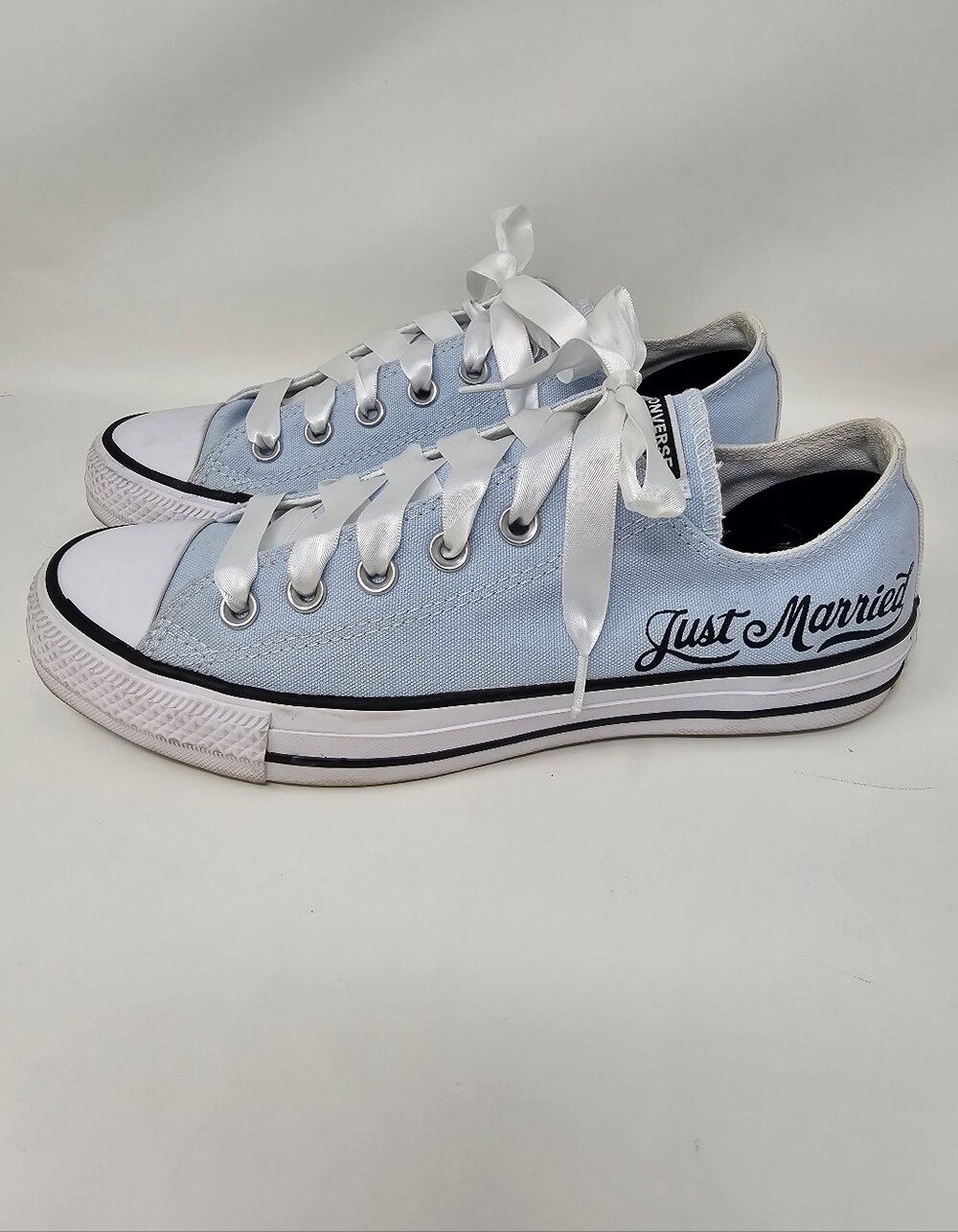 Converse Wedding Just Married Light Blue Honeymoon Sneakers Women Size 8.5